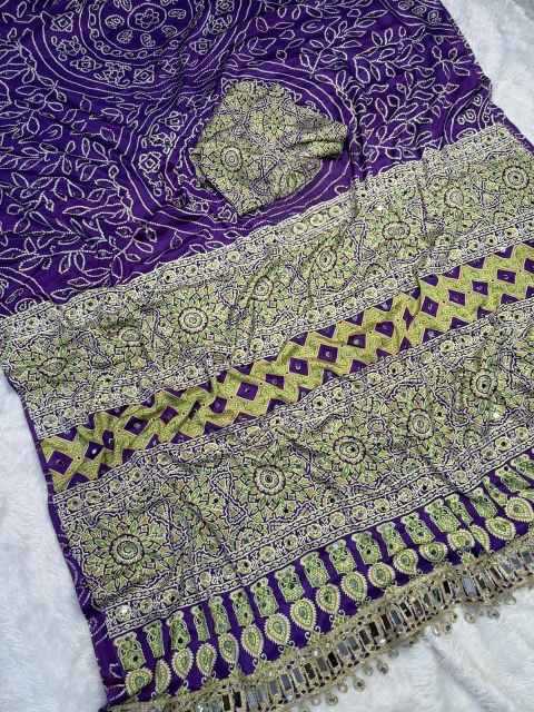 Gajji Silk Ajrakh Saree