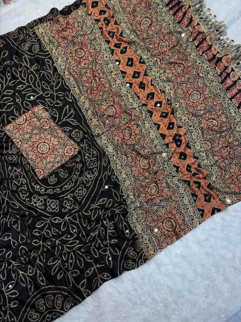 Gajji Silk Ajrakh Saree