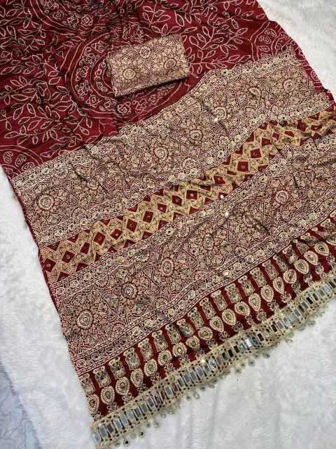 Gajji Silk Ajrakh Saree