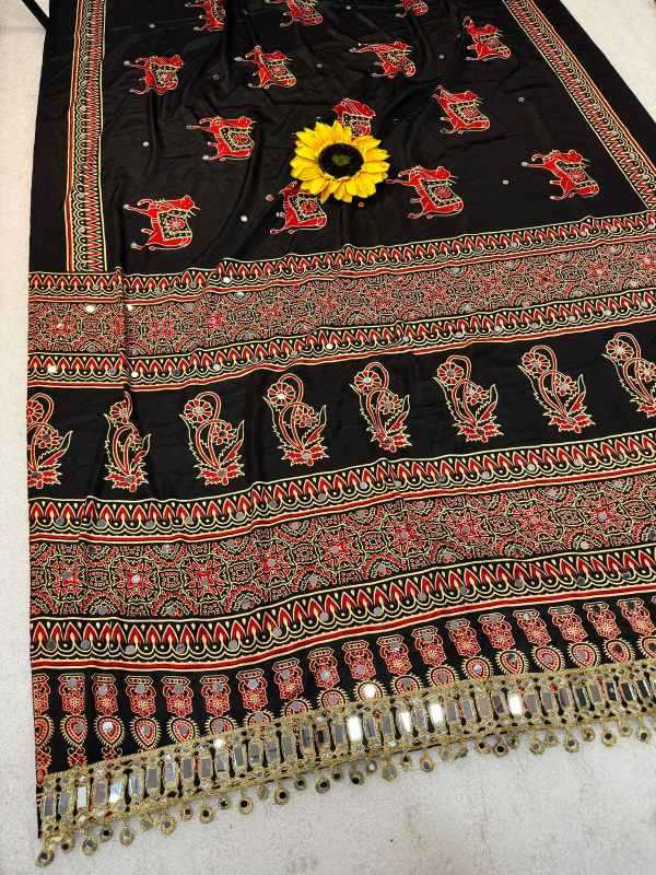 Gajji Silk Ajrakh Saree