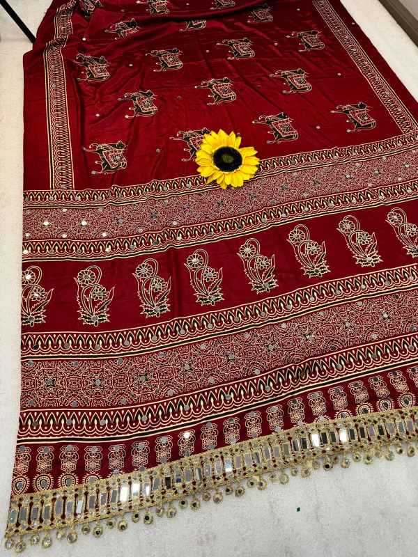 Gajji Silk Ajrakh Saree
