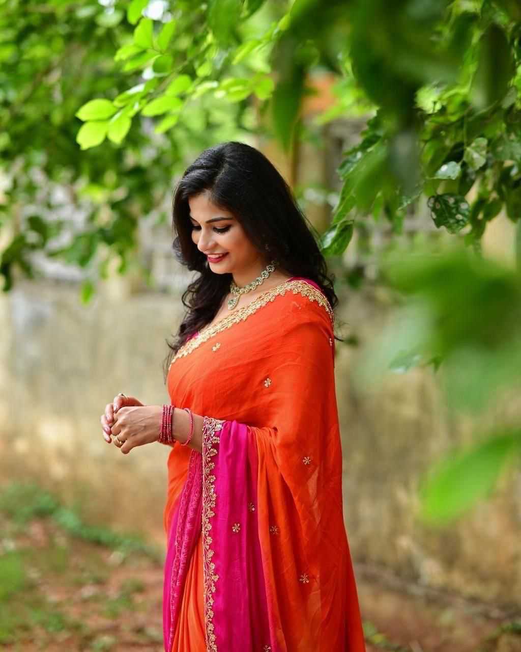 Chinon Work Saree