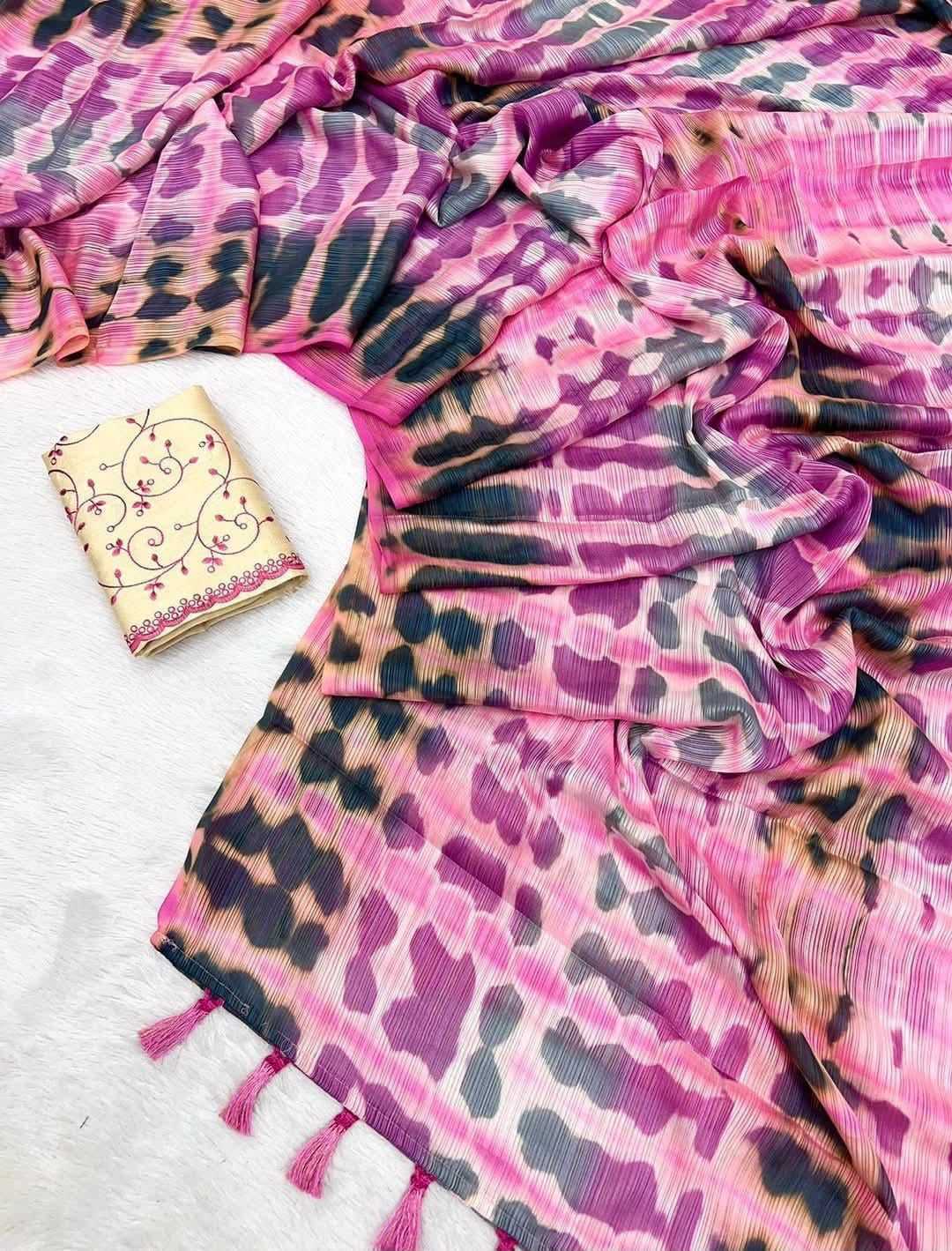Chiffon Printed Silk Saree