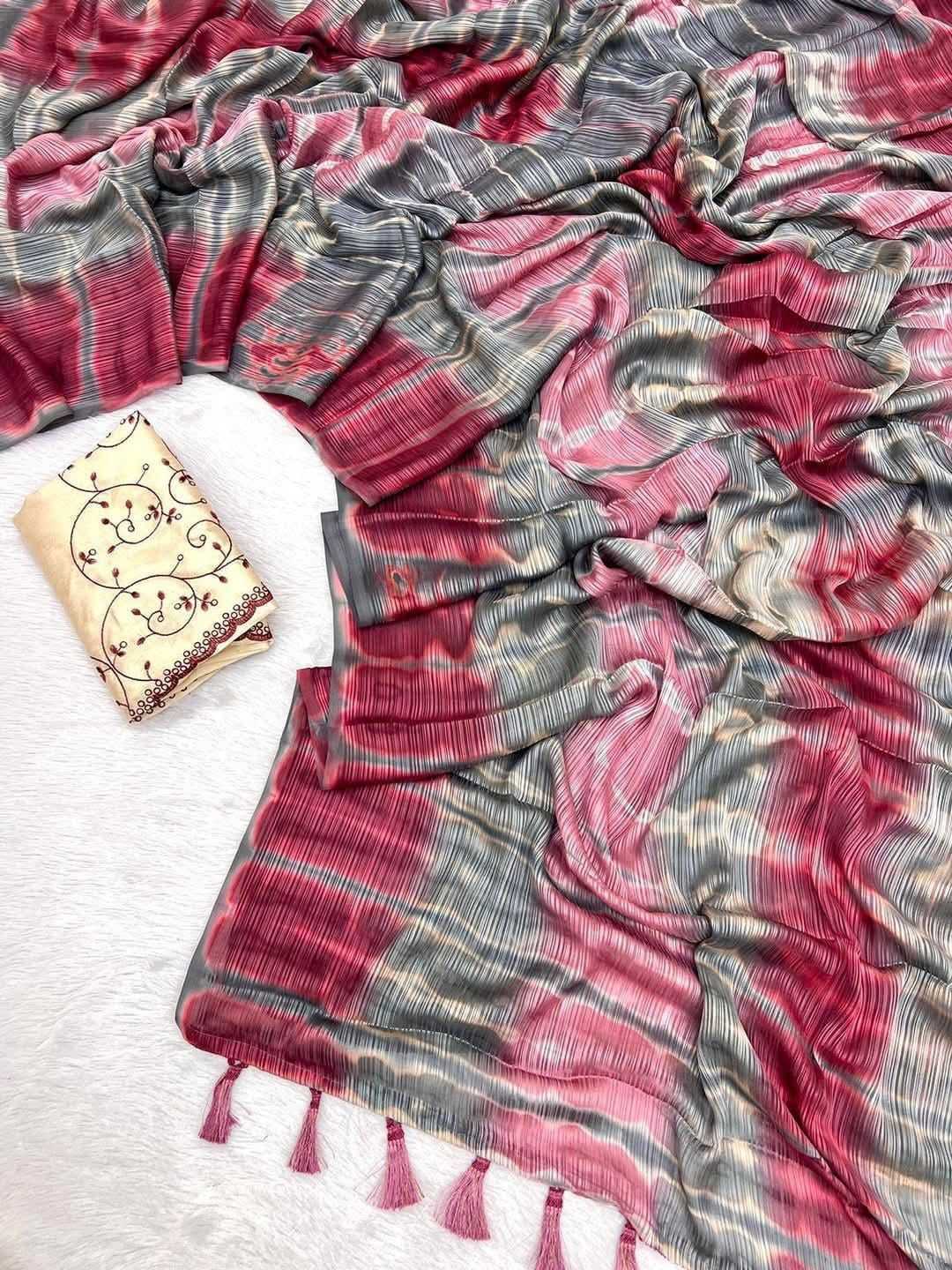 Chiffon Printed Silk Saree