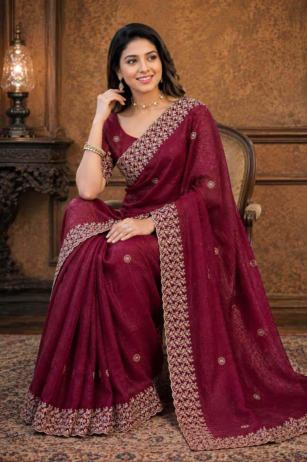 Soft Gold Crush Designer Saree
