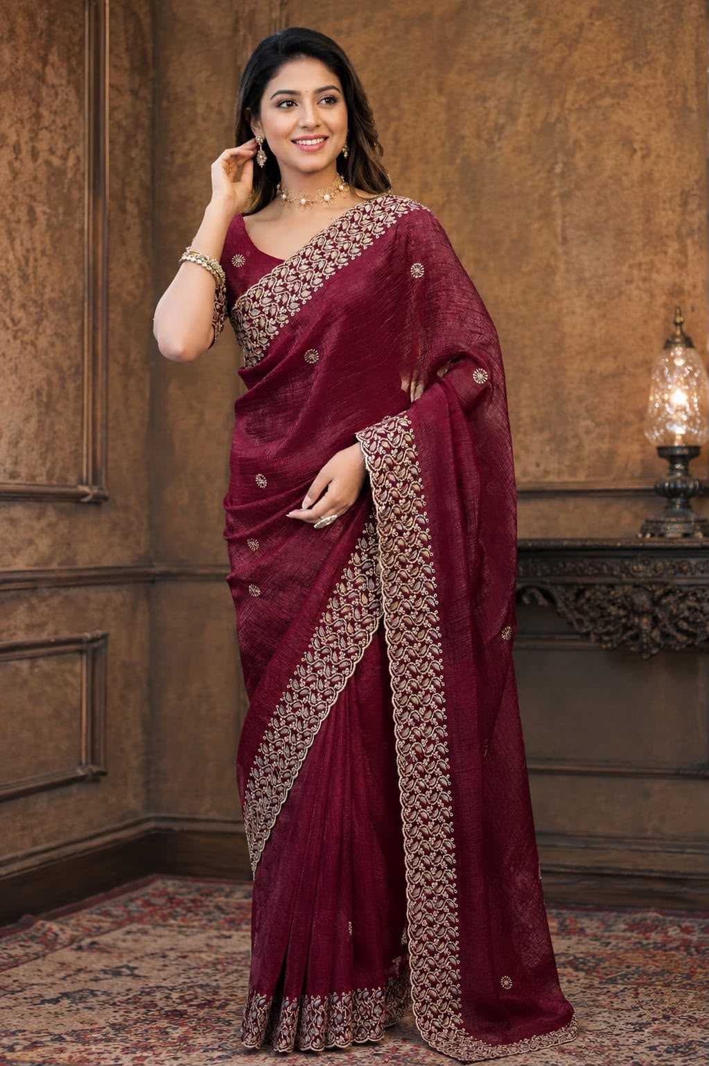 Soft Gold Crush Designer Saree