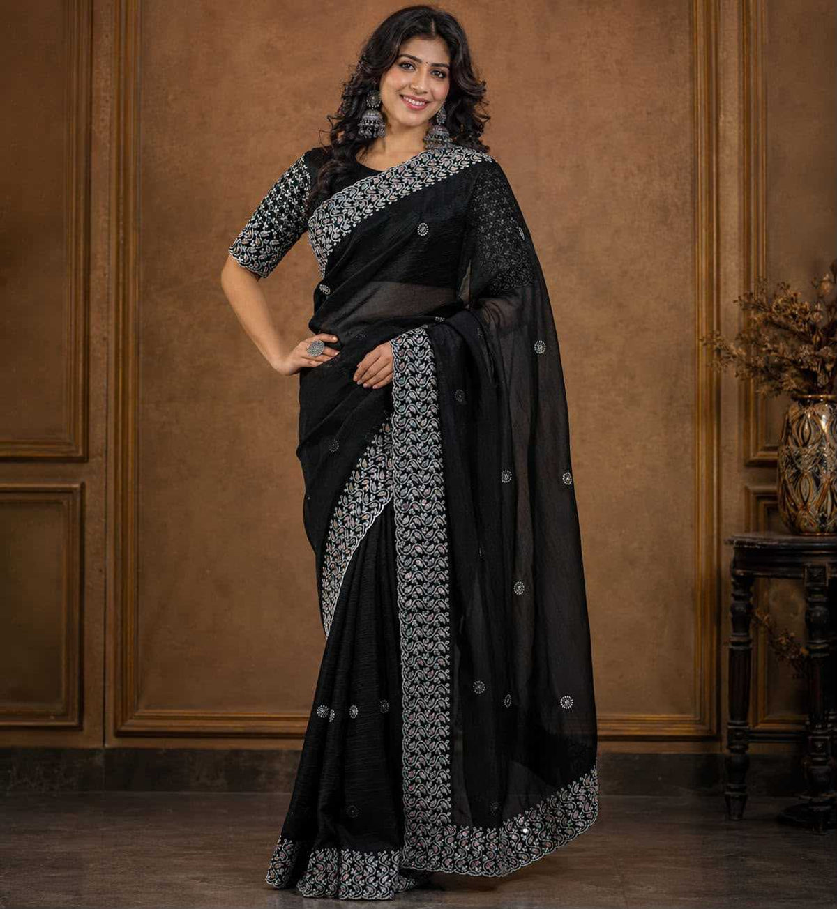 Soft Gold Crush Designer Saree