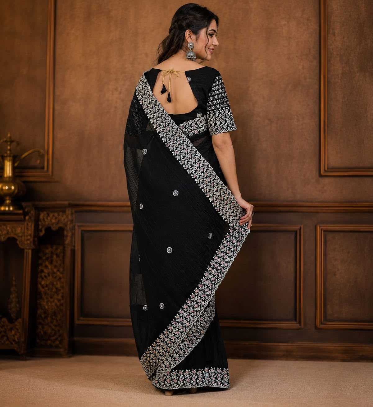 Soft Gold Crush Designer Saree