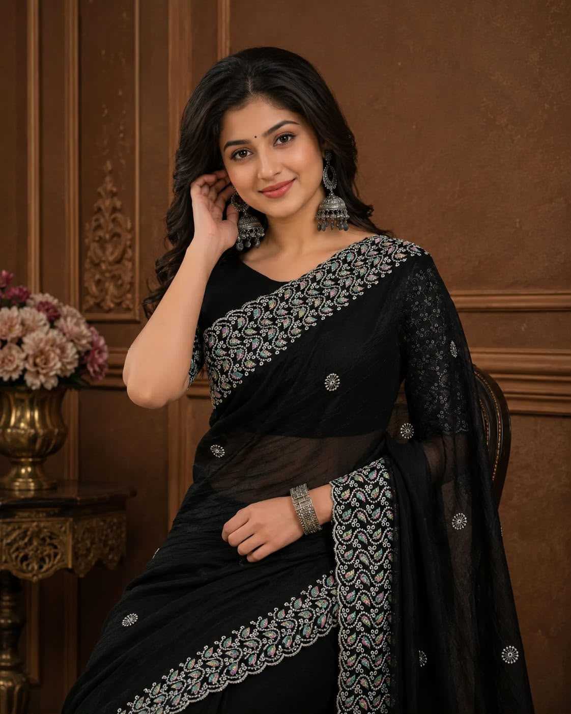 Soft Gold Crush Party Wear Saree