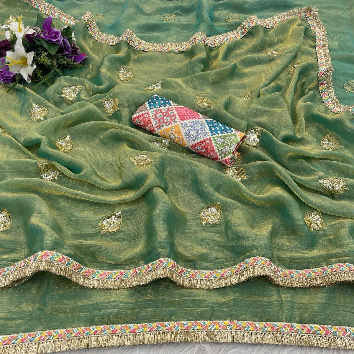 Crus Full Satin Sequence Saree