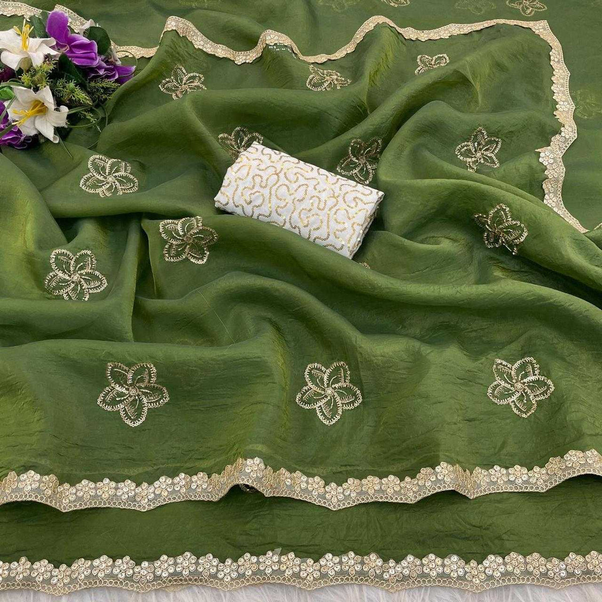 Satin Sequence Saree