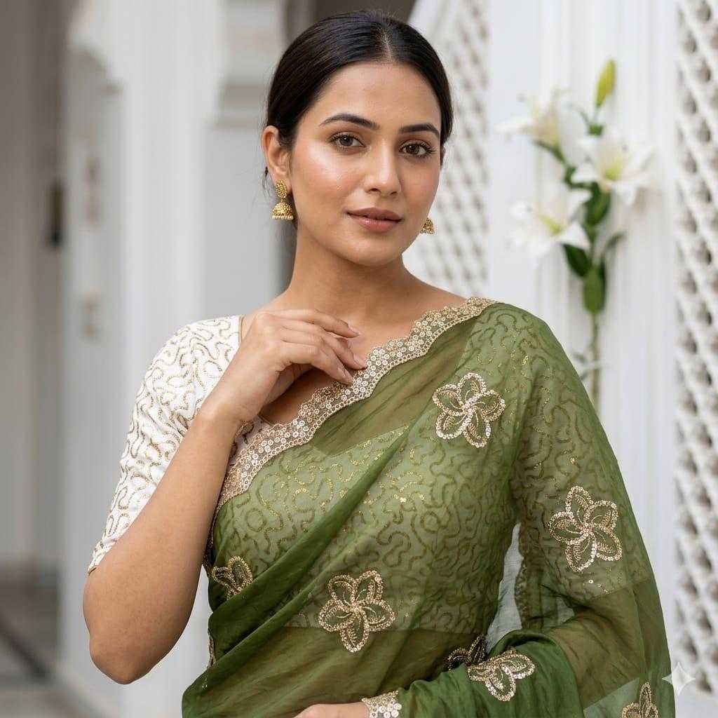 Satin Sequence Saree
