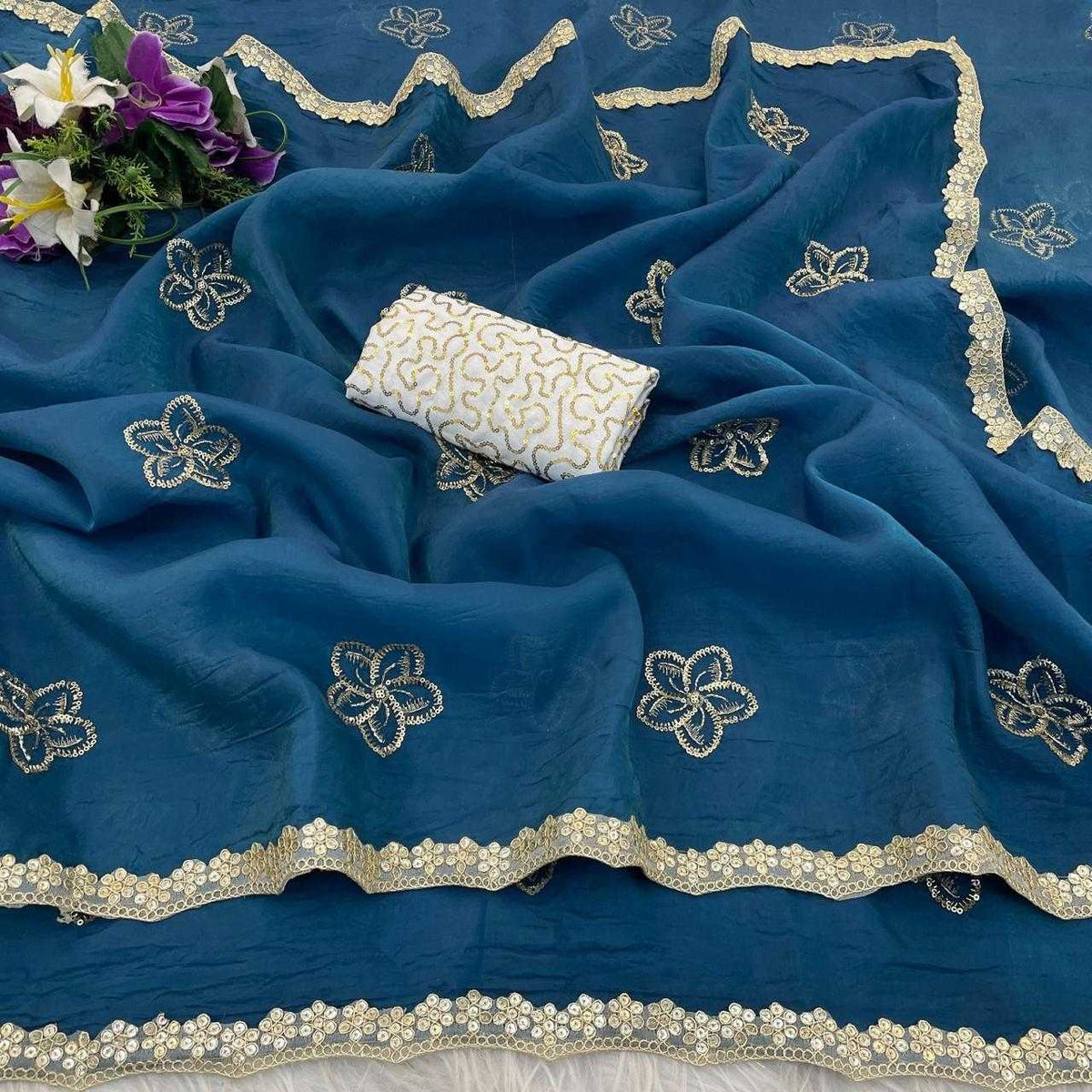 Satin Sequence Saree