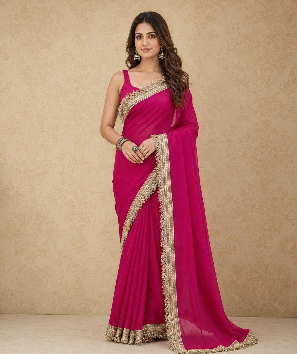 Furr Lace Georgette Ready To Wear Saree