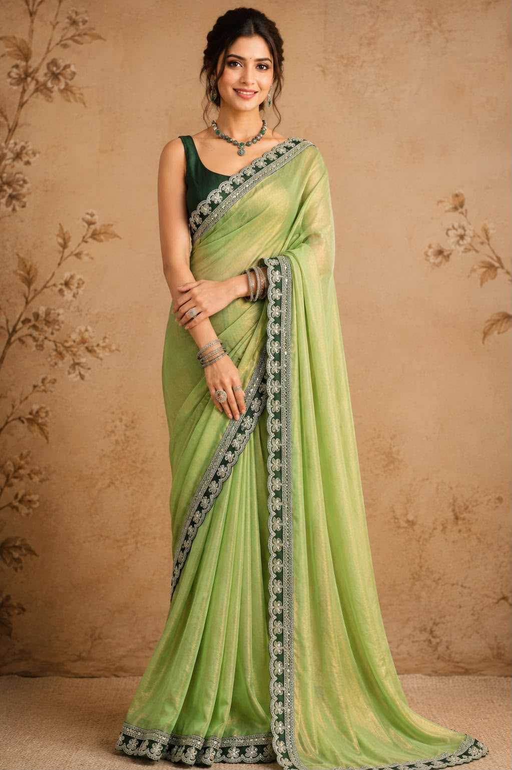 Furr Lace Georgette Ready To Wear Saree