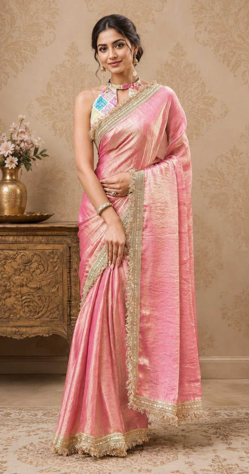 Furr Lace Georgette Ready To Wear Saree