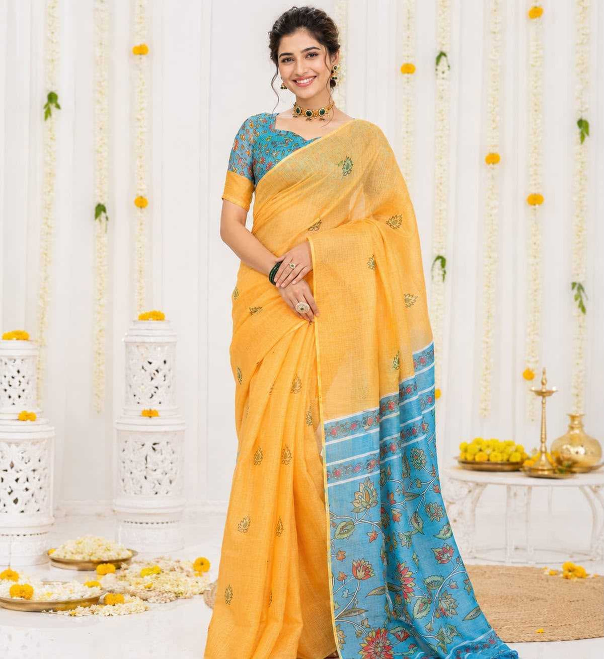 Linen Designer Saree