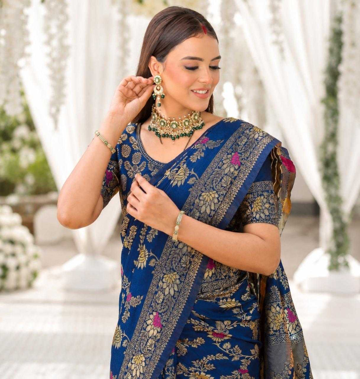 Mina Flower Lichi Silk Soft Saree