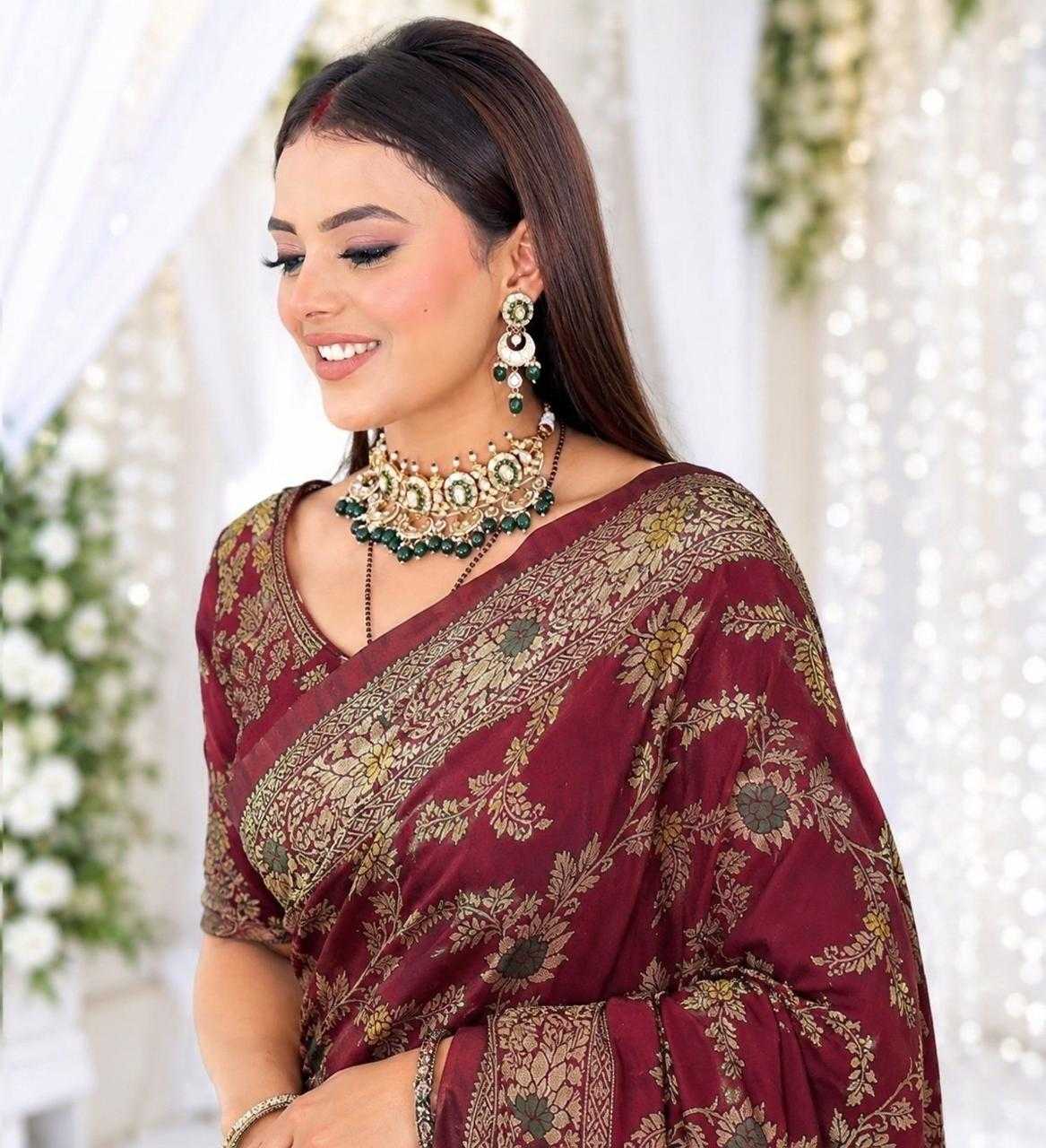 Mina Flower Lichi Silk Soft Saree