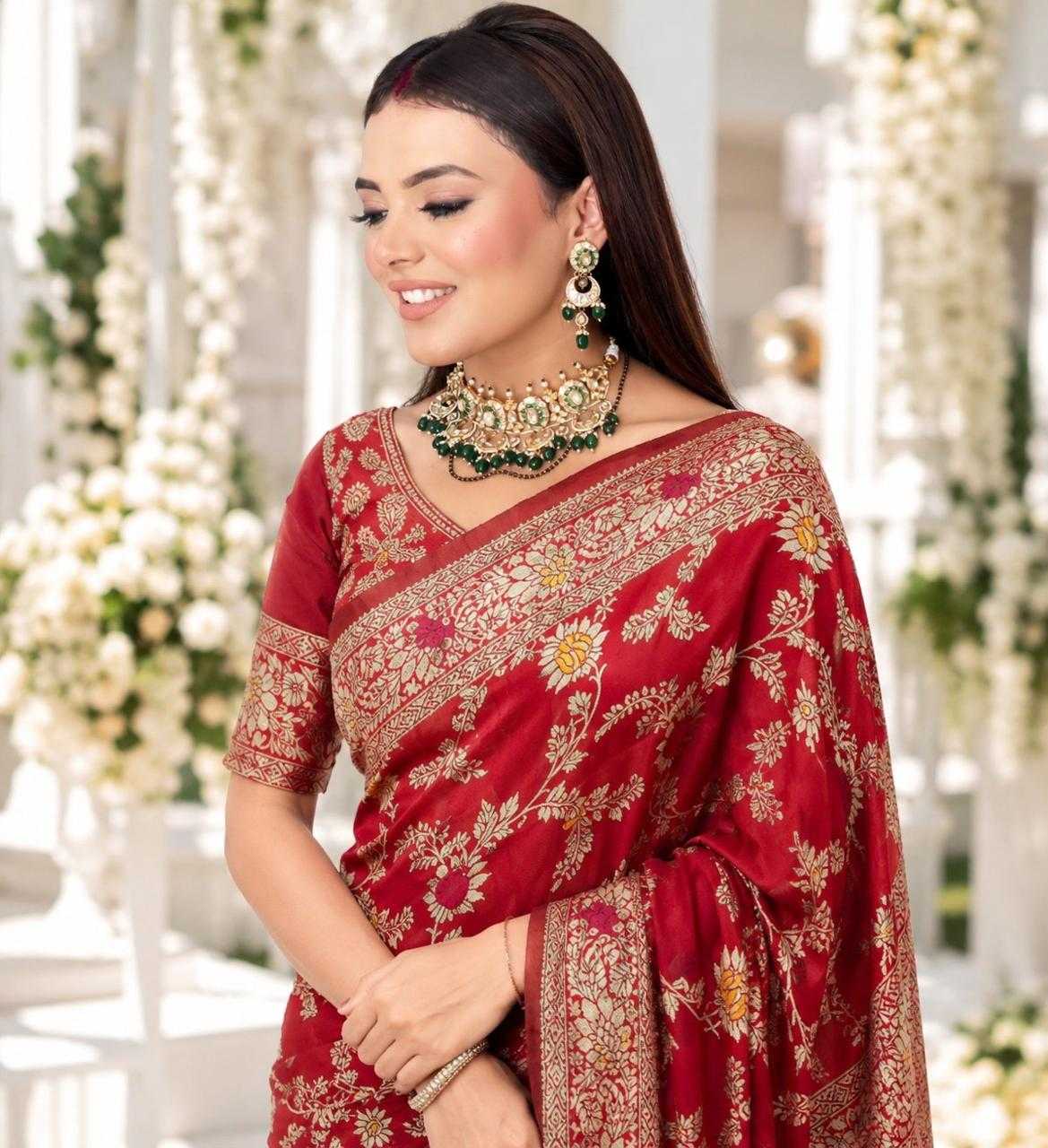 Mina Flower Lichi Silk Soft Saree