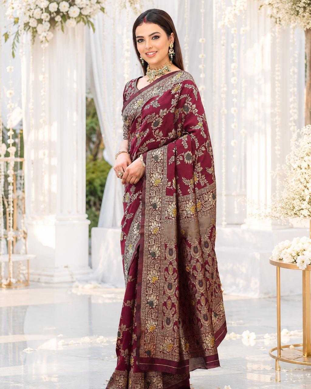 Mina Flower Lichi Silk Soft Saree