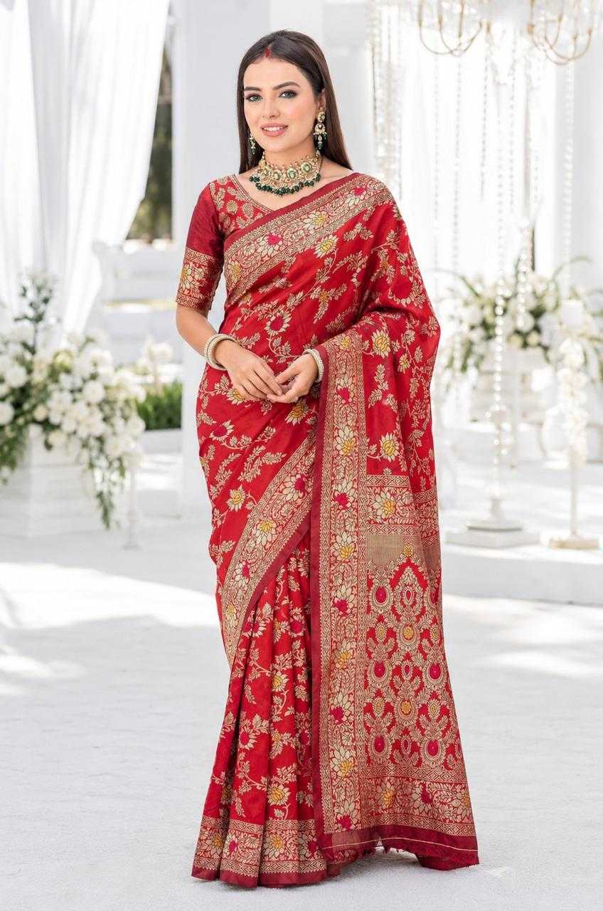 Mina Flower Lichi Silk Soft Saree
