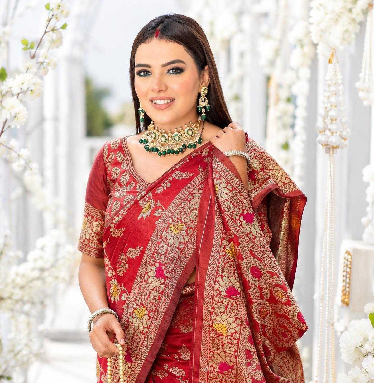 Mina Flower Lichi Silk Soft Saree