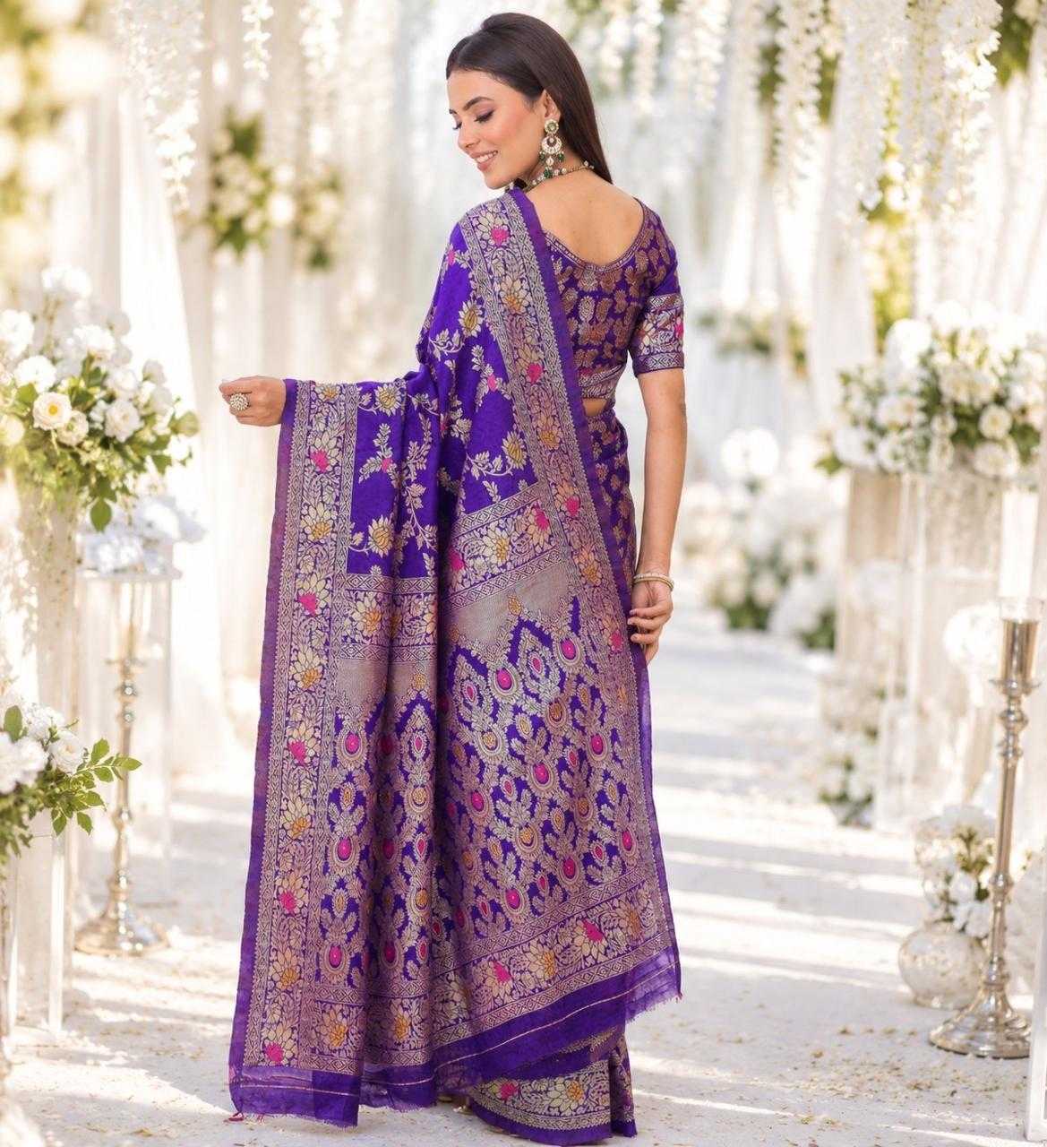 Mina Flower Lichi Silk Soft Saree