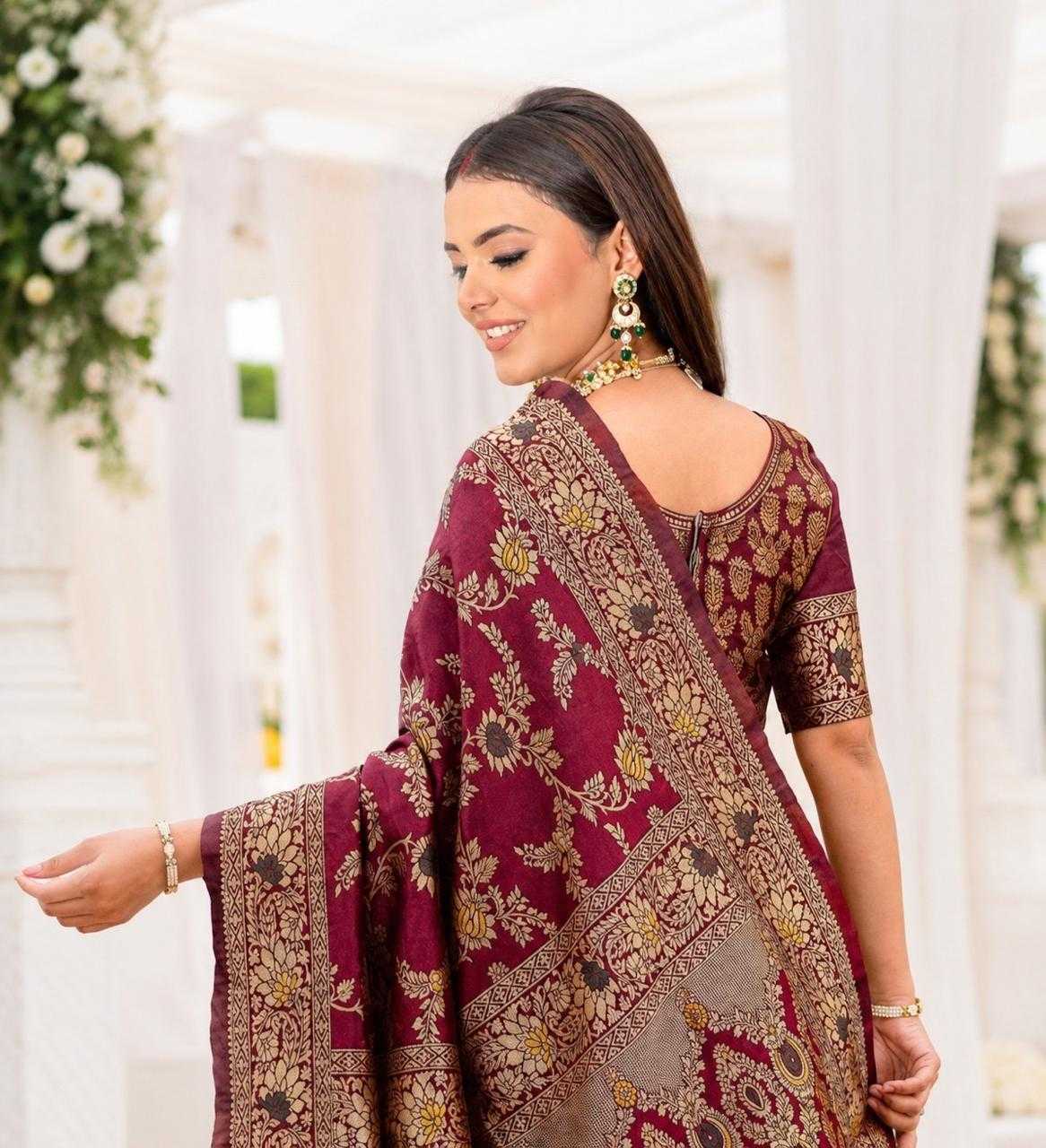 Mina Flower Lichi Silk Soft Saree