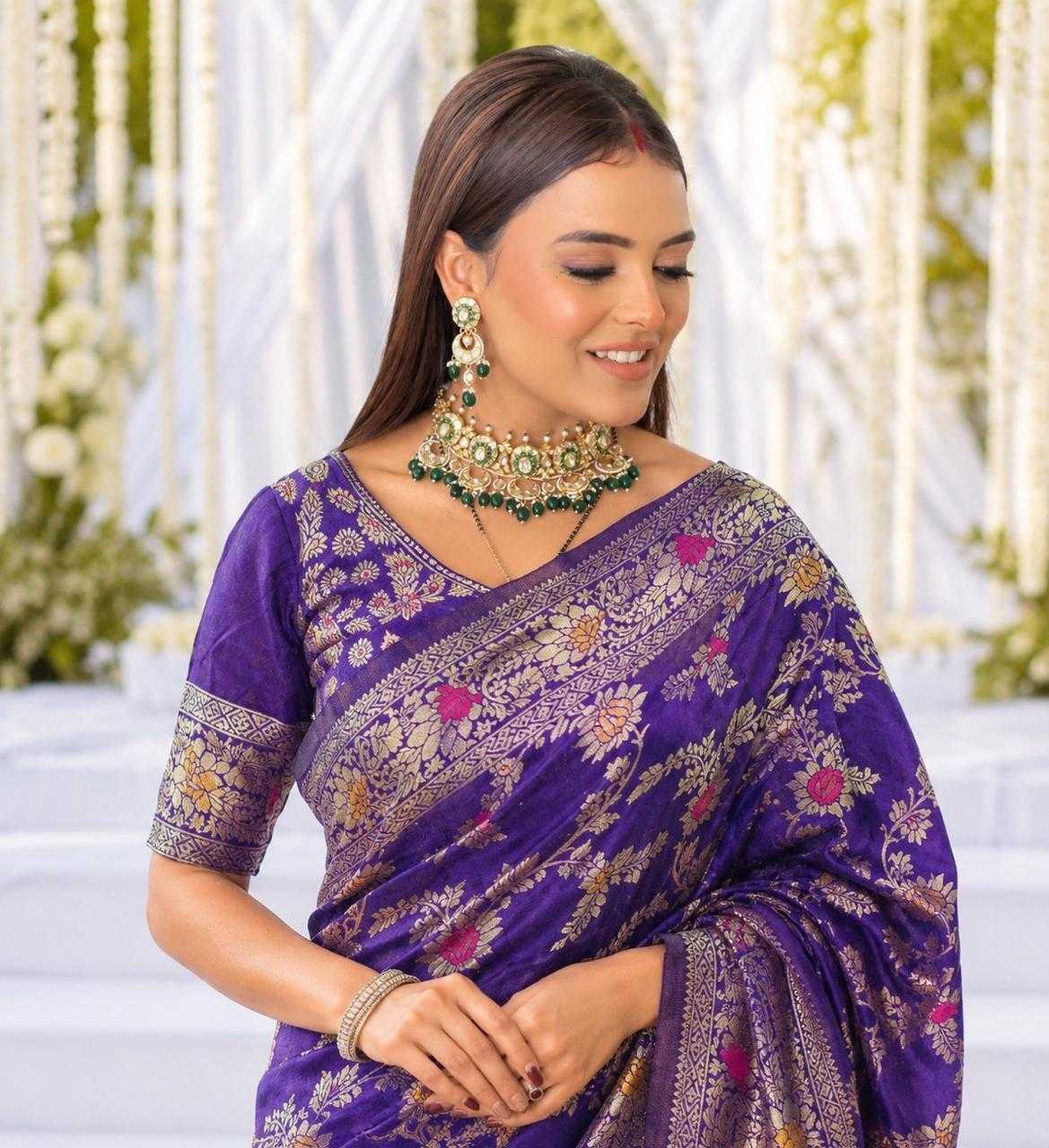 Mina Flower Lichi Silk Soft Saree