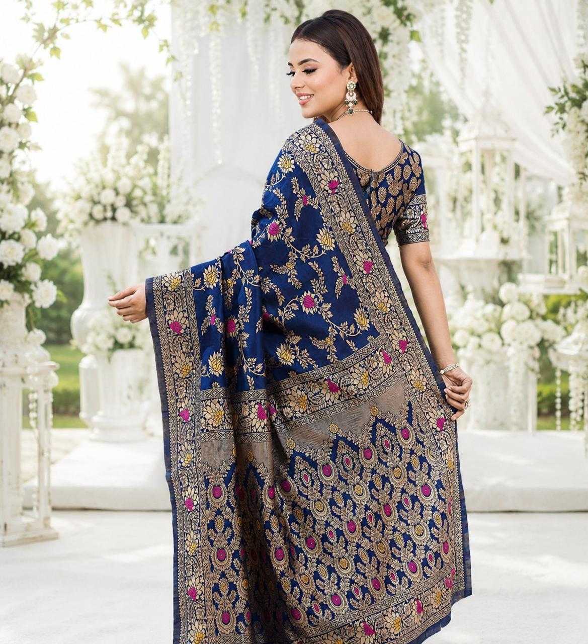 Mina Flower Lichi Silk Soft Saree