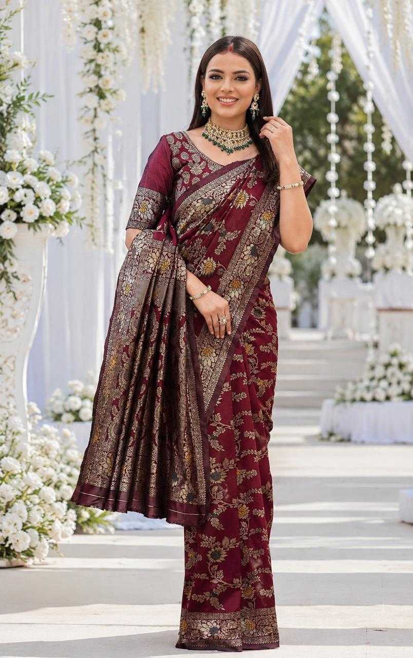 Mina Flower Lichi Silk Soft Saree