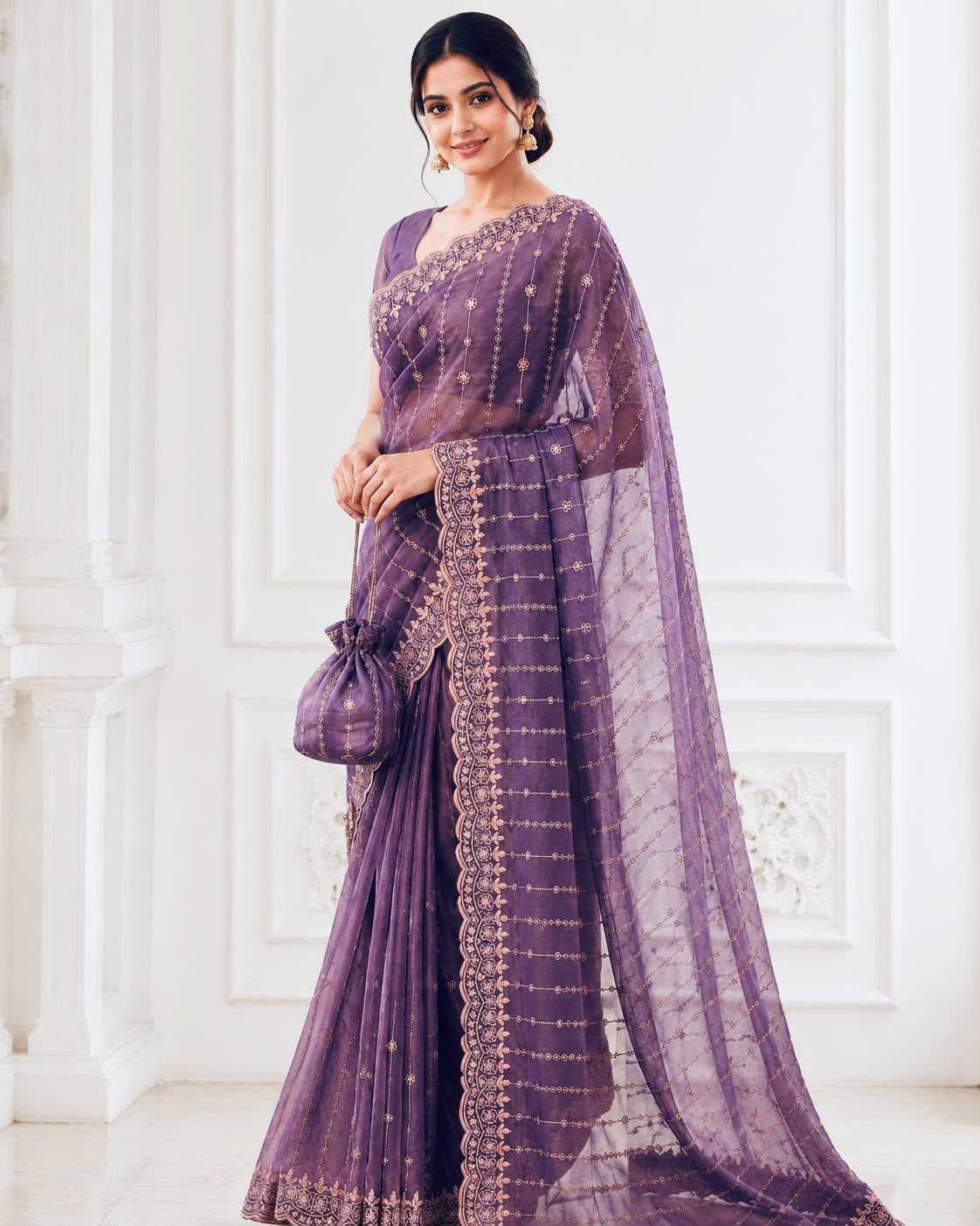 Dull Moss Sequence Saree