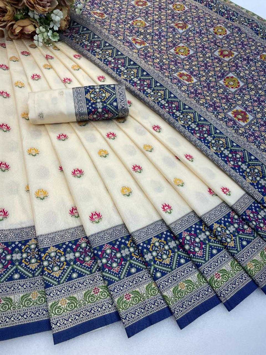 Pashmina Printed Silk Saree in Purple