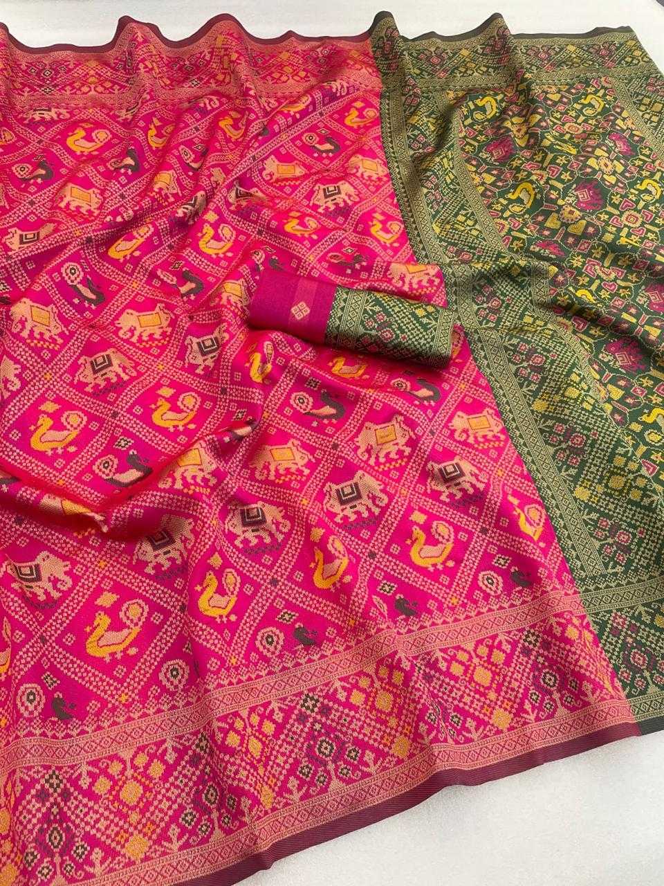 Patola More Banarasi Soft Silk Saree in Hit Pink