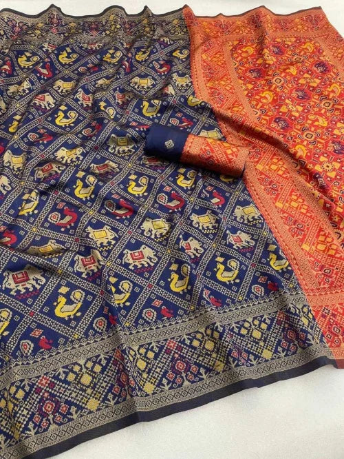 Patola More Banarasi Soft Silk Saree in Hit Pink