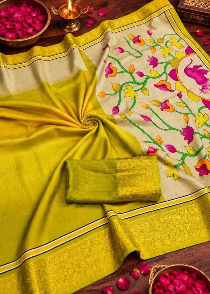 Purple Chex Dola Silk Saree