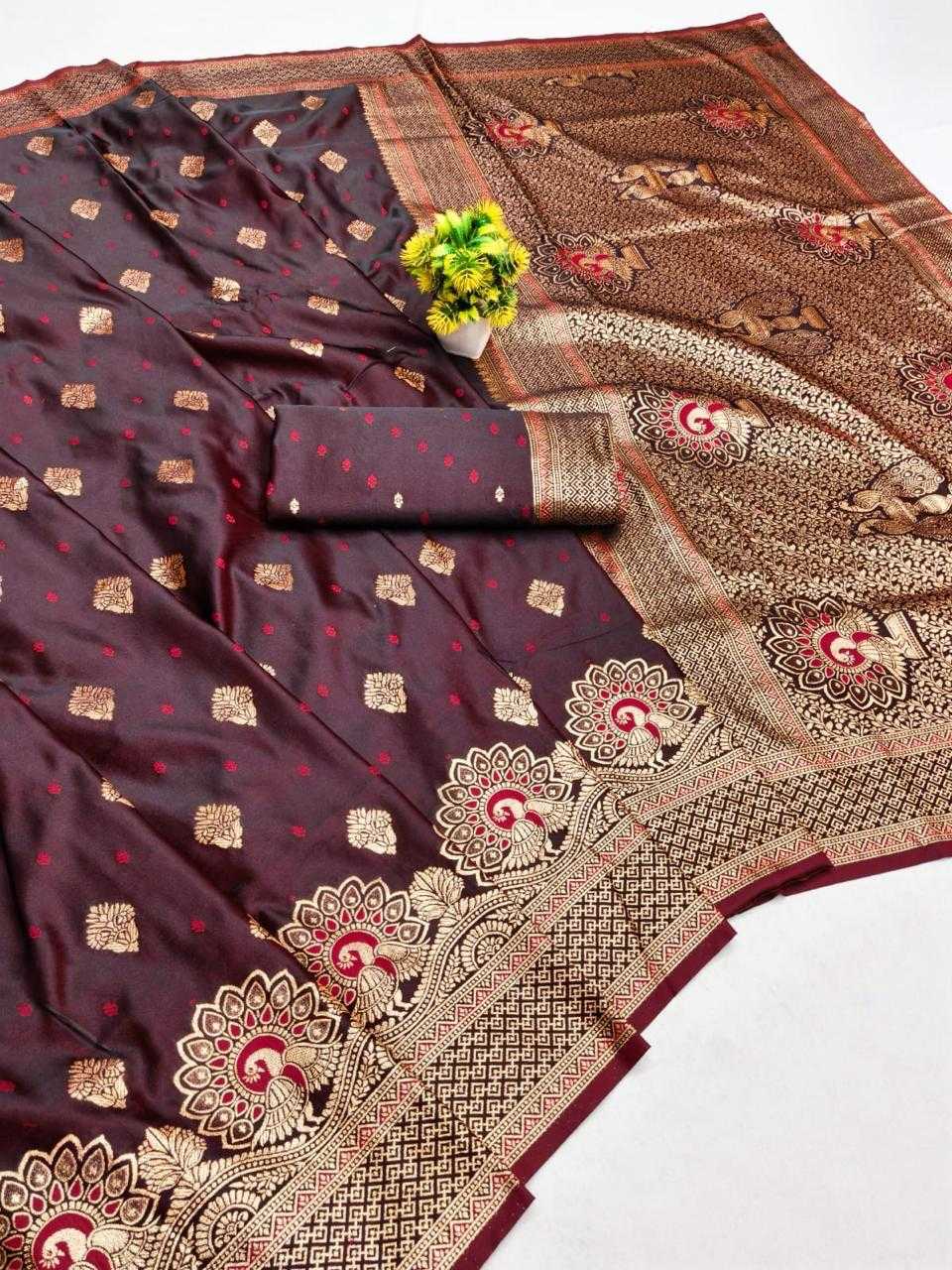 Satin Silk Soft Saree in Maroon