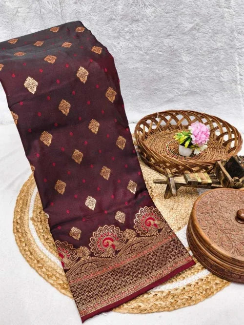 Satin Silk Soft Saree in Maroon