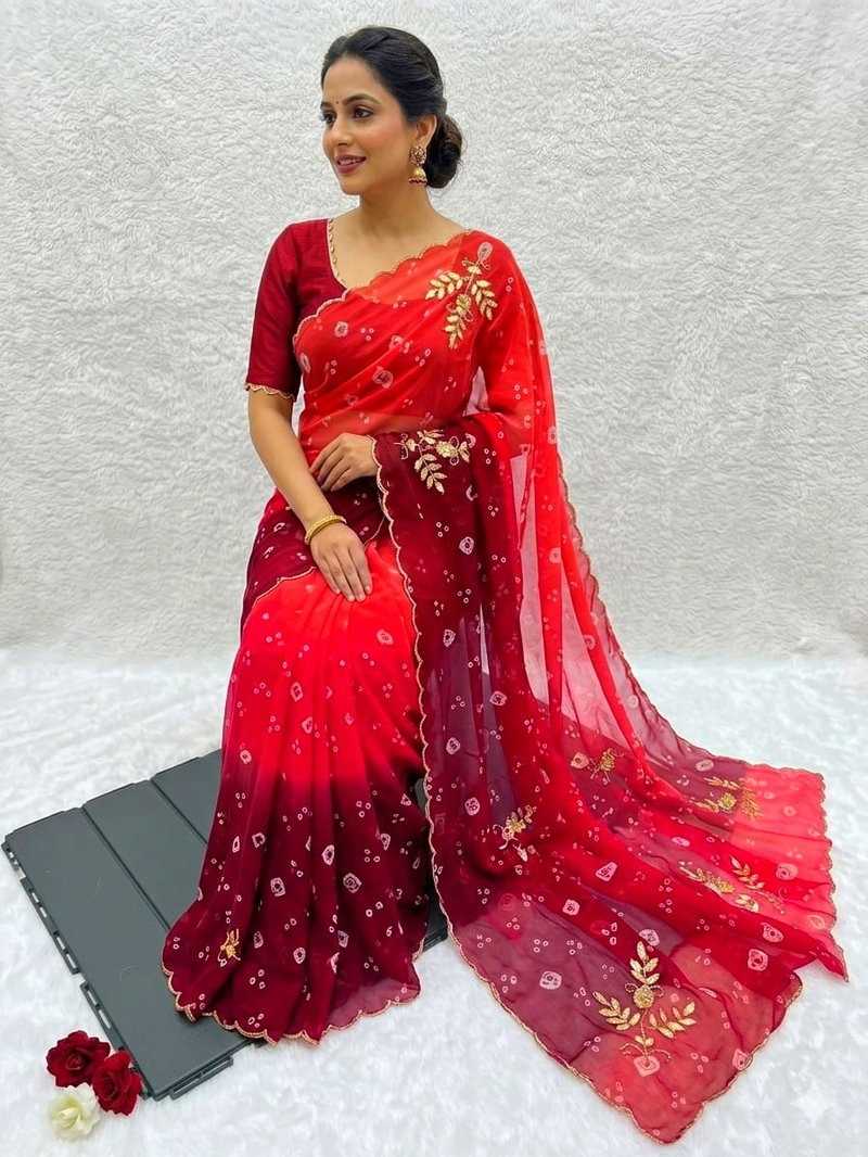 Georgette Printed Saree in Lavender