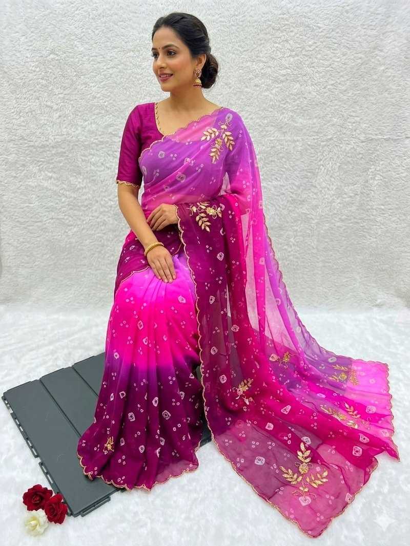 Georgette Printed Saree in Lavender
