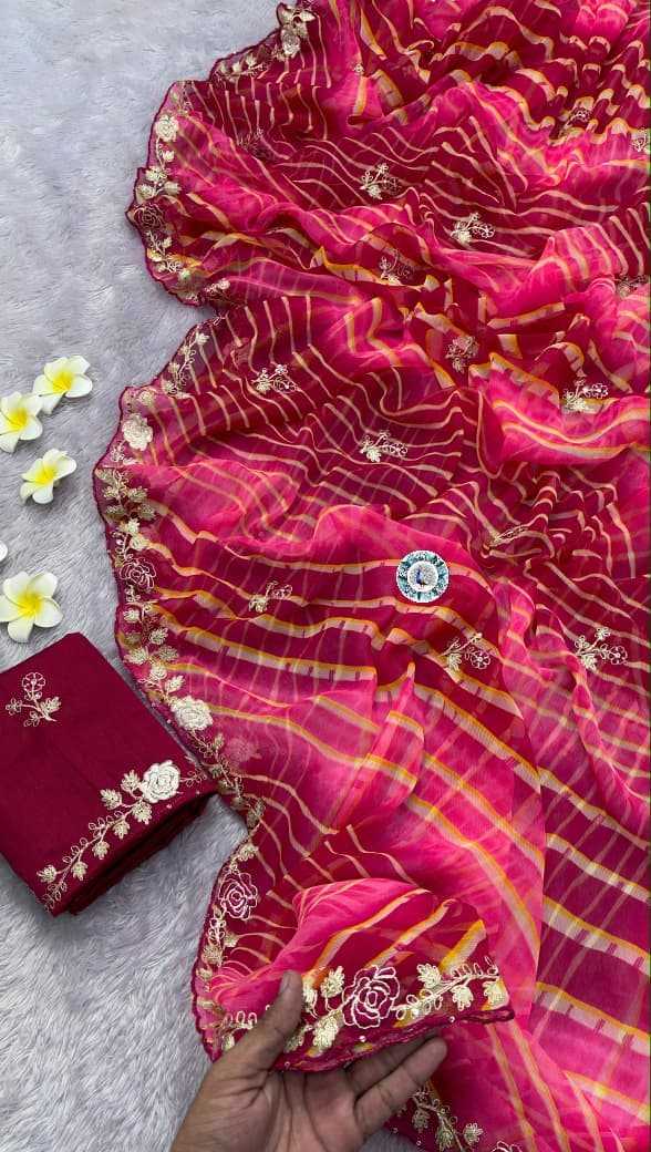 Chiffon Printed Saree in Orange