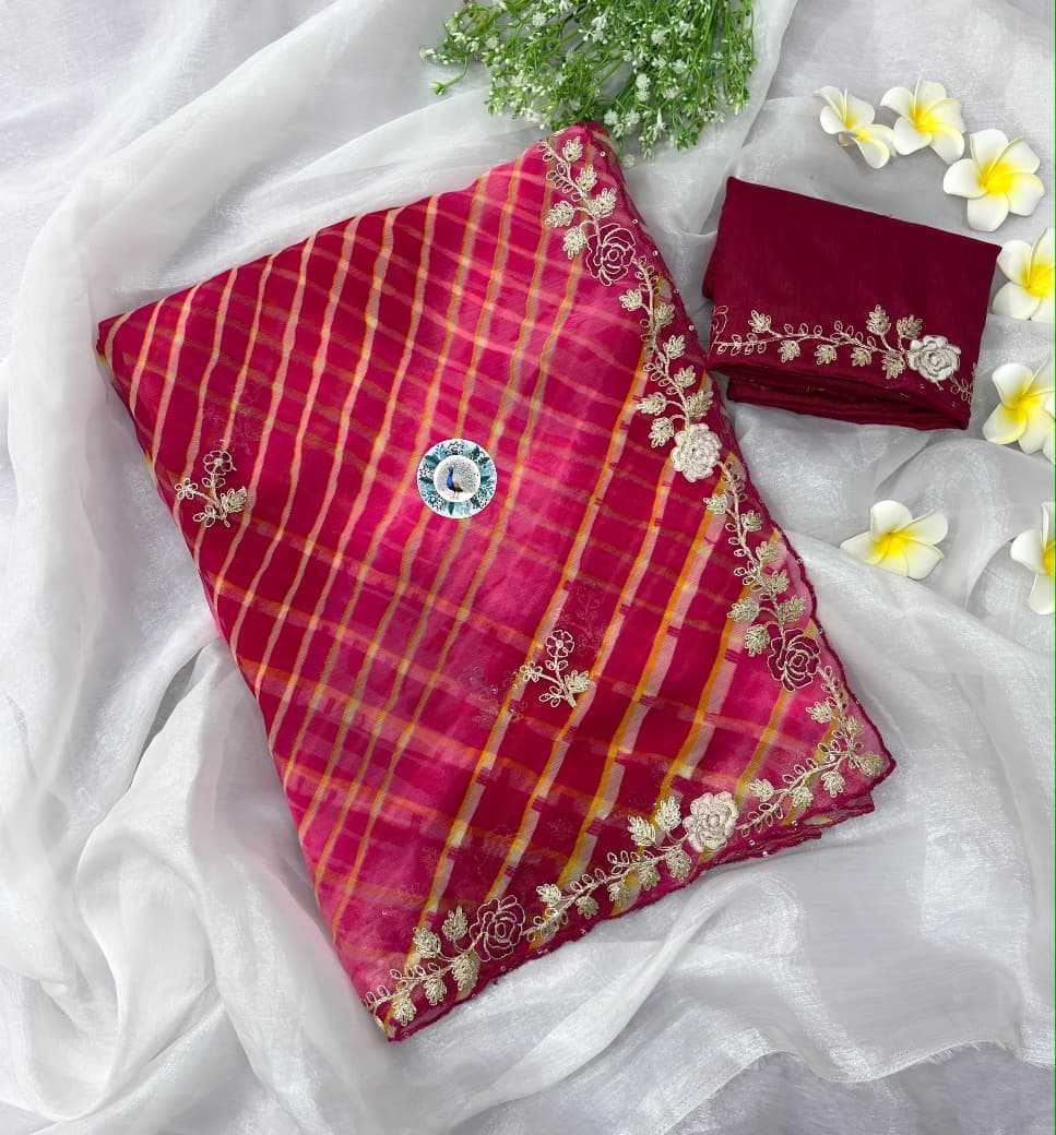 Chiffon Printed Saree in Orange