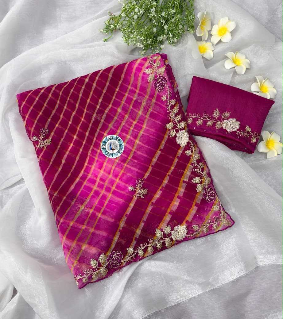 Chiffon Printed Saree in Orange
