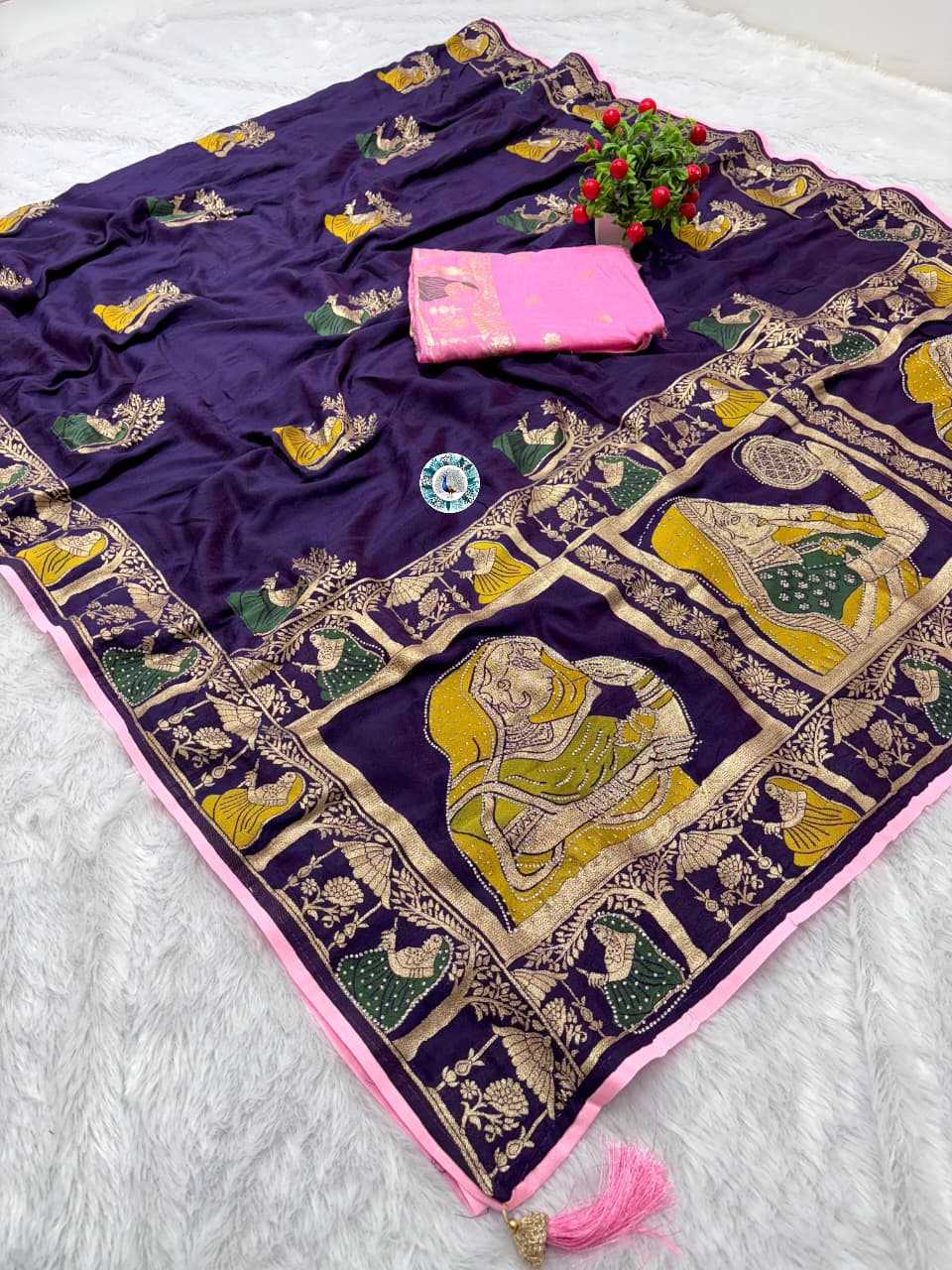 Banarasi Soft Silk Saree in Yellow