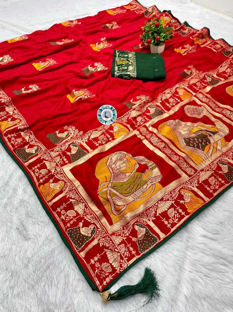 Banarasi Soft Silk Saree in Yellow