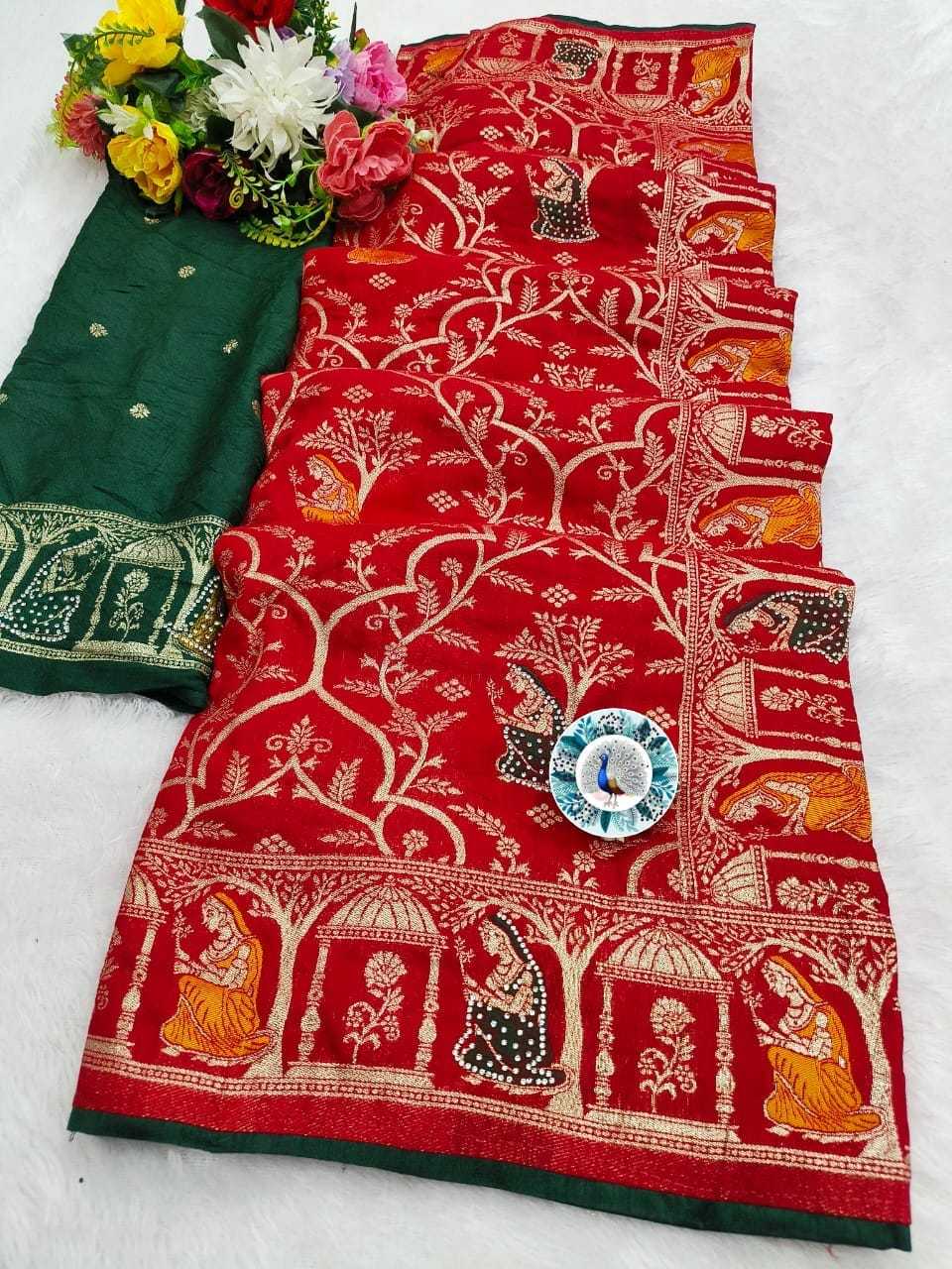 Soft Dola Designer Saree in Brown