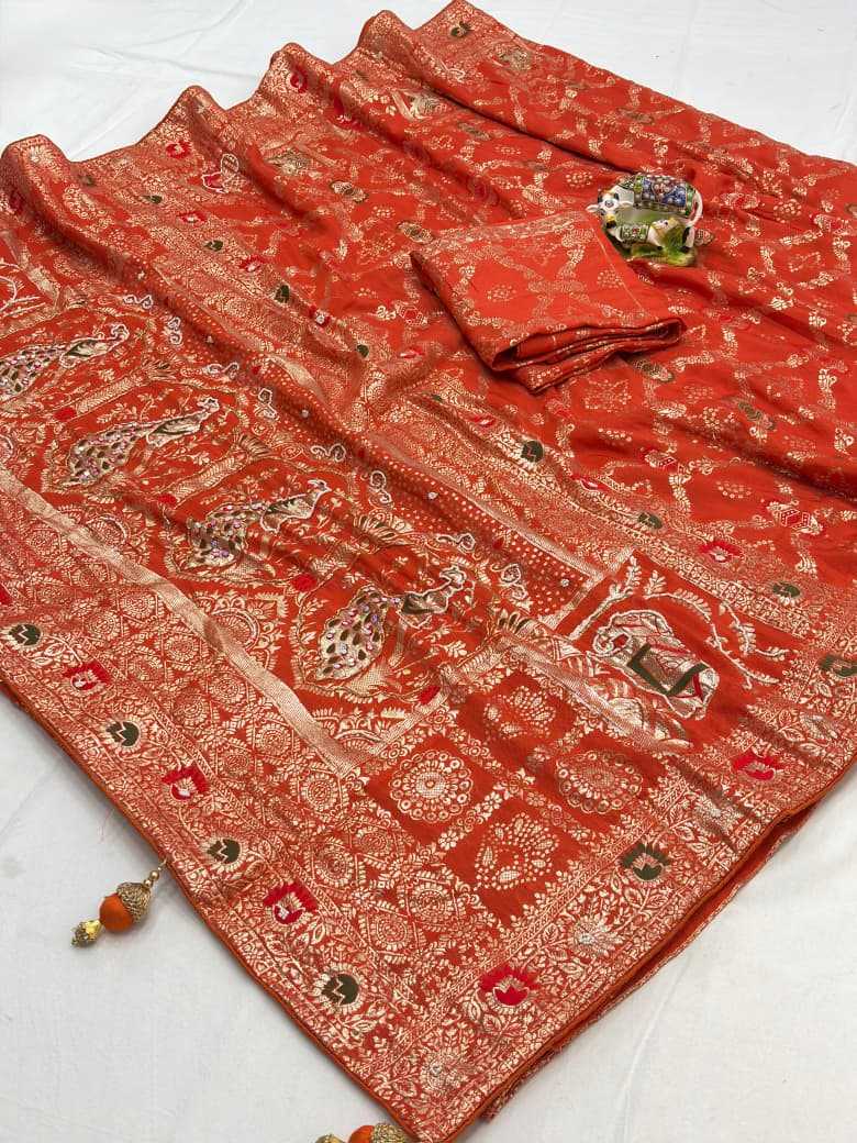 Viscose Designer Saree in Orange