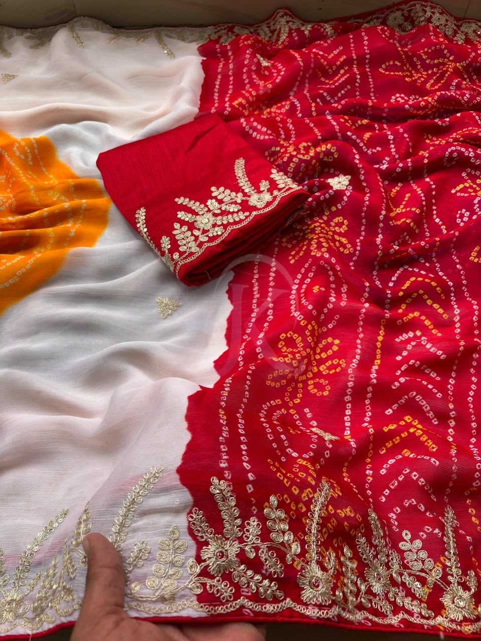 Chiffon Sequence Saree in Mustard