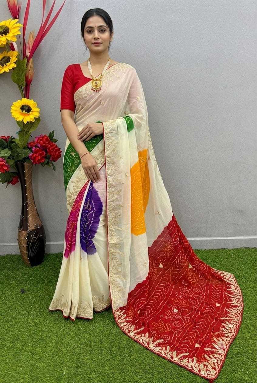 Chiffon Sequence Saree in Mustard